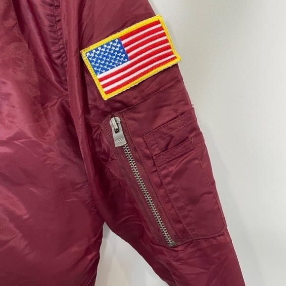 XRAY Burgundy Patched Flight Men's Bomber Jacket - Picture 6 of 8